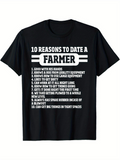 Men's T-Shirt Ten Reasons To Date A Farmer Black Shirt With Bold Statement Lettering Farmer