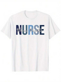 Men's T-Shirt Shining Blue Gradient Letters With Minimalist Statement Nurse