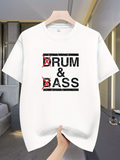Men's T-Shirt Textured Graphic With Bold Letters Featuring Drum And Bass Print