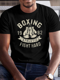 Men's T-Shirt Boxing Athletic Fight Hard With Classic Gloves Illustration