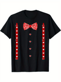 Men's T-Shirt Playful Red Polka Dot Bow Tie With Hearts And Tuxedo Stripes Shirt