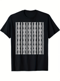 Men's T-Shirt Intricate Vertical Patterned Lines With Ornamental Geometric Motifs Design