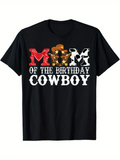 Men's T-Shirt Cow Print Letters With Cowboy Hat And Rope Birthday Cowboy