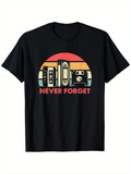 Men's T-Shirt Never Forget Retro Sunset With Vintage Audio Cassette Tape