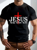Men's T-Shirt Jesus With Red Cross And Inspirational Words Life
