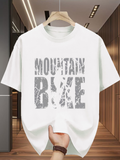 Men's T-Shirt Mountain Bike Distressed Urban Graffiti Style Bold Letter Print Bike
