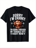 Men's T-Shirt Sorry I Am Cranky Adorable Angry Monkey With Playful Snowflake Graphic