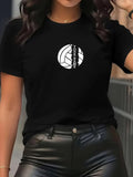 Women's T-Shirt Modern Lettering With White Volleyball Ball Graphic