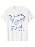 Men's T-Shirt Weenies And Tinis Among Sparkling Glasses With Star Accents Hotdog