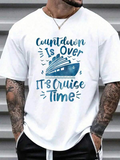 Men's T-Shirt Countdown Is Over With Blue Ocean Liner On White Waves Cruise Ship