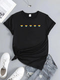 Women's T-Shirt Colorful Horizontal Rainbow Hearts Pattern Celebrating Love Hearts