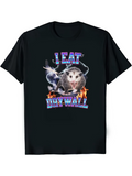Men's T-Shirt I Eat Drywall With Flames And Exploring Opossum Under Smoke Possum