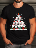Men's T-Shirt Christmas Tree Of Cheerful Teeth Wearing Santa Hats