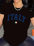 Women's T-Shirt Italy National Colors With Flag Emblem Centered Lettering