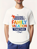 Men's T-Shirt Making Memories Family Vacation Together Vibrant Palm Tree Ocean Waves Shirt