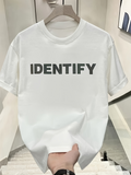 Men's T-Shirt Identify Bold Modern Lettering Print With Minimalist Statement Text White T Shirt