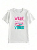 Men's T-Shirt West Coast Vibes Vintage Sun And Surfboard Surrounded By Tropical Palm Trees