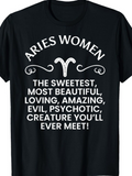 Men's T-Shirt Aries Women With Zodiac Symbol And Bold Motivational Typography Shirt