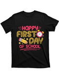 Men's T-Shirt Happy First Day Of School Glittering Stars With Clock Pencil Heart T Shirt