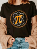 Women's T-Shirt Colorful Mathematical Digits Encircling Golden Pi Symbol