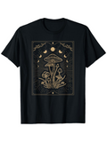 Men's T-Shirt Golden Celestial Phases With Glowing Mushrooms And Radiant Night Sky Mushroom