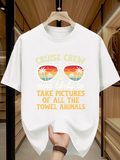 Men's T-Shirt Cruise Crew Sunset Palm Reflections With Vacation Glasses Theme