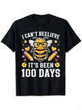 Men's T-Shirt I Cant Beelieve Its Been 100 Days Surrounded By Hearts Stars And Cute Cartoon Bee