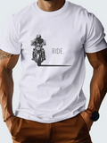 Men's T-Shirt Shadow Road Rider With Classic Motorcycle Under Bright Sunlight
