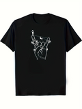 Men's T-Shirt Artistic Line Drawing Of Hand With Playful String Game Gesture