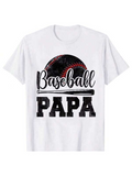 Men's T-Shirt Baseball Papa With Vintage Distressed Red Stitched Baseball