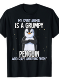 Men's T-Shirt My Spirit Animal Is A Grumpy Penguin Surrounded By Tiny Stars Standing Sternly Penguin