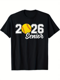 Men's T-Shirt Senior Style With Yellow Softball Among Graduation Numbers
