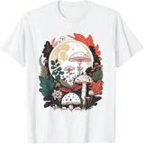 Men's T-Shirt Whimsical Forest Scene With Vibrant Leaves Under Glowing Moonlight Mushroom