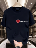 Men's T-Shirt Red Heart And Script Text With Minimalist Graphic T Shirt