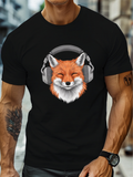 Men's T-Shirt Chill Urban Vibe Fox With Headphones Sitting In Silence