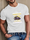 Men's T-Shirt White Monster Truck Illustration With Bold Lettering And Yellow Highlight Accents Tractor