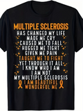 Men's T-Shirt Multiple Sclerosis Strength With Orange Ribbons And Inspirational Words T Shirt