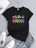 Women's T-Shirt Hello Summer Colorful Popsicles And Swirling Hearts With Playful Summer Treats