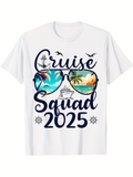 Men's T-Shirt Cruise Squad 2025 Colorful Reflections With Palm Trees Blue Ocean Sunglasses