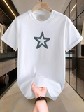 Men's T-Shirt Soft Outlined Star Printed In The Center Of White T Shirt
