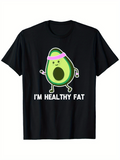 Men's T-Shirt Im Healthy Fat With Cartoon Smiling Avocado Wearing Headband