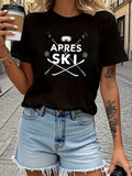 Women's T-Shirt Apres Ski Crossed Skis With Snowflakes And Mountain Goggles
