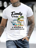Men's T-Shirt Family Cruise Palms And Lounge Chairs Beside Ocean Liner At Sunset