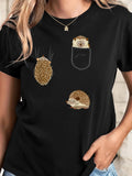 Women's T-Shirt Adorable Spiky Creatures With Playful Poses Cute Hedgehog
