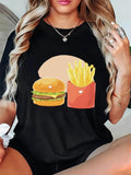 Women's T-Shirt Golden Fries With Juicy Cheeseburger Under Sunlit Morning Cheeseburger