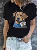 Women's T-Shirt Gentle Animal Companionship With Soft Short Fur Under Morning Light Dog