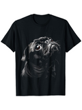 Men's T-Shirt Realistic Shaded Artwork Of A Lonely Black Pug Dog