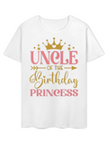 Men's T-Shirt Uncle Of The Birthday Princess With Crown And Decorative Arrow Design