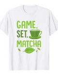 Men's T-Shirt Game Set Matcha With Leaf And Green Teacup Illustration