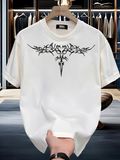 Men's T-Shirt Tribal Barbed Lines Spreading Across White Templar Symbol